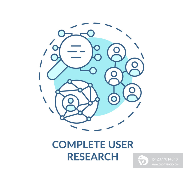 Complete user research turquoise concept icon. Evaluate user behaviors abstract idea thin line illustration. Isolated outline drawing