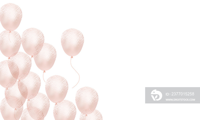 Glossy balloons on transparant background. Gold, silver, and pink balloons for decoration