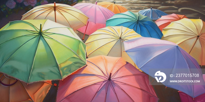 colorful umbrella in the rain