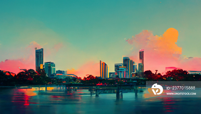 Brisbane cityscape at evening