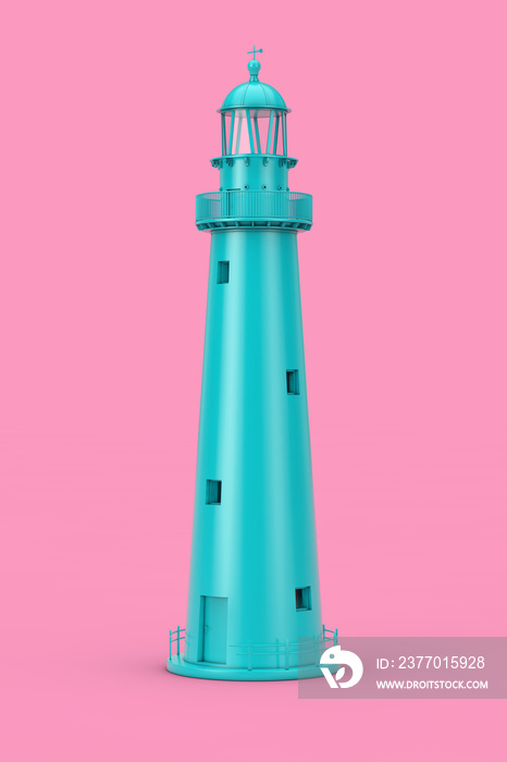Beautiful Blue Old Lighthouse Duotone. 3d Rendering