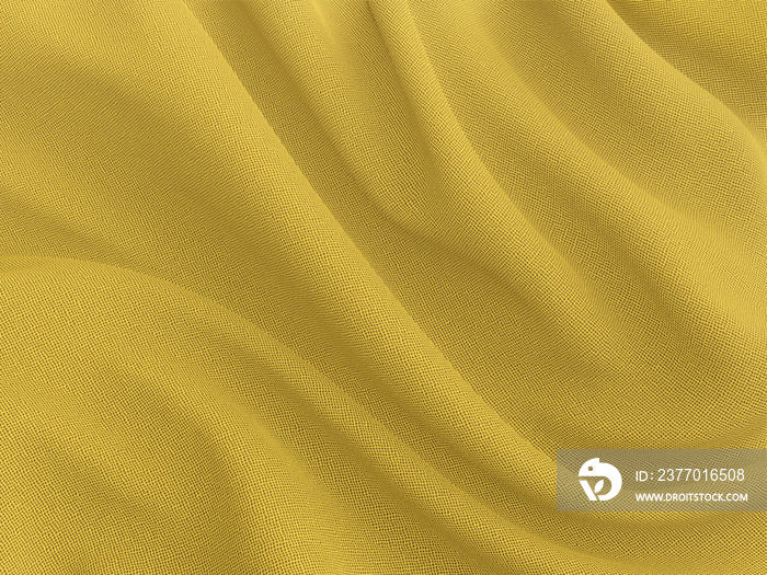 3D yellow wavy fabric background.