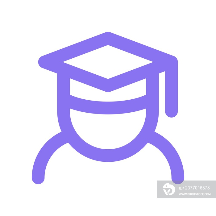 Graduating student icon illustration. College student with graduation cap for education concept.