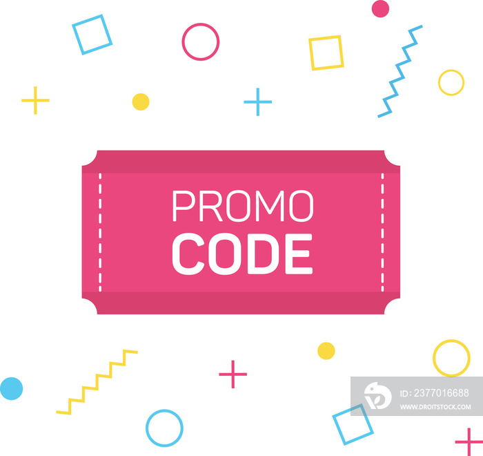 Promo code, coupon code. Flat  set design illustration