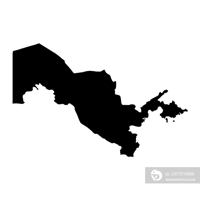 Vector Illustration of the Black Map of Uzbekistan on White Background