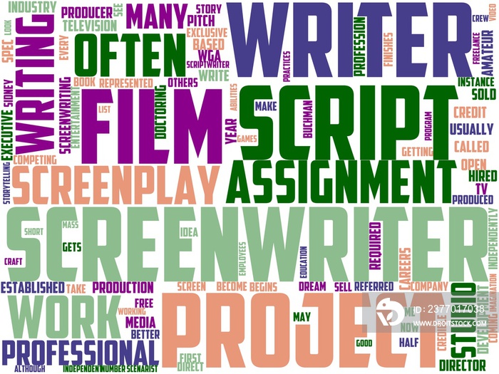 script writer typography, wordcloud, wordart,