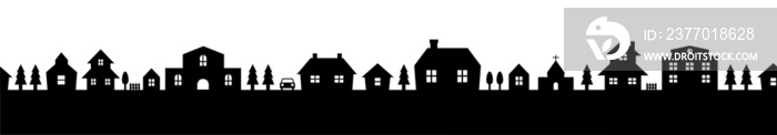 Cityscape silhouette illustration (seamless) / png, no background