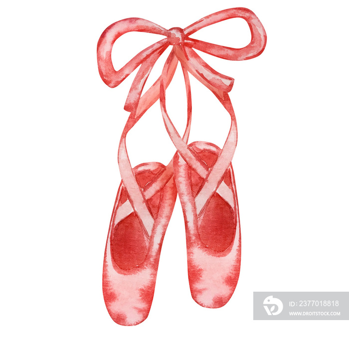 Watercolor Christmas Nutcracker, ballet pointe shoes