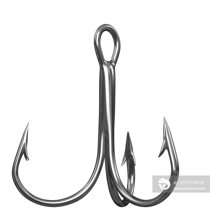 3d rendering illustration of a treble hook