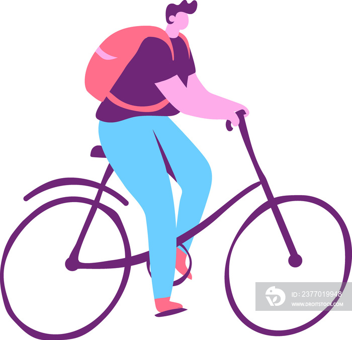 Man riding bicycle flat vector illustration