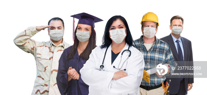 Variety of People In Different Occupations Wearing Medical Face Masks Amidst the Coronavirus Pandemic