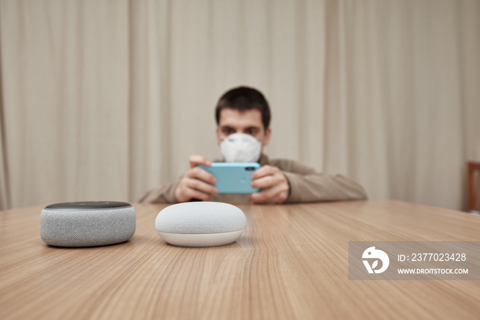 google nest mini, alexa echo dot, taking photos mask mask virus