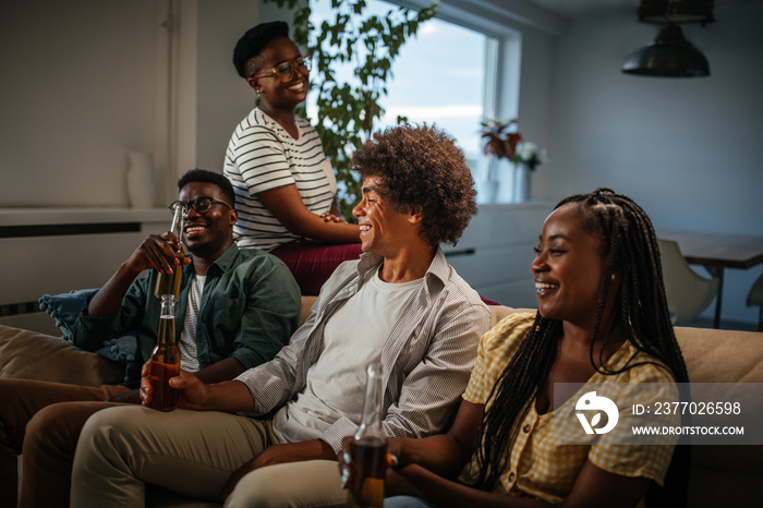 Group of friends enjoying weekend and beers