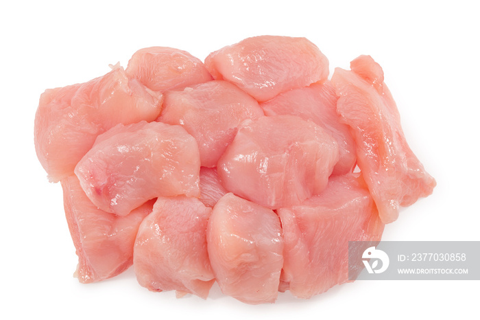 Raw chicken fillet isolated on white background. top view