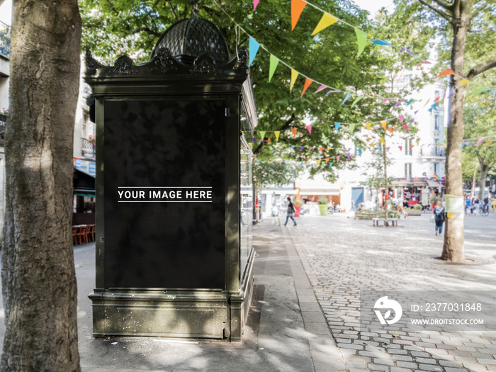 Outdoor newspaper kiosk advertisement billboard mockup