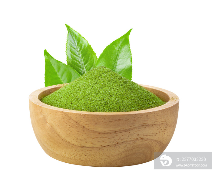 instant matcha green tea in wood bowl on transparent png