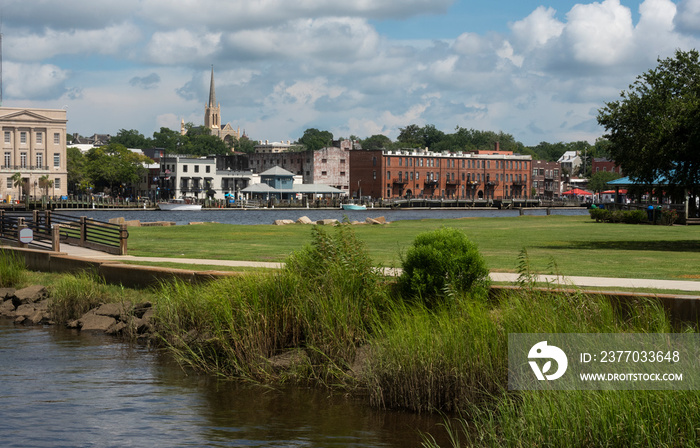 Scenic view along the waterfront of downtown Wilmington.