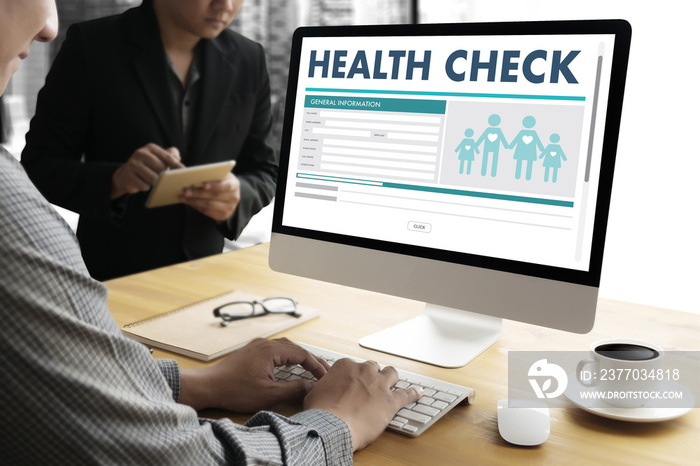 Digital HEALTH CHECK Concept working with computer interface as medical Healthcare