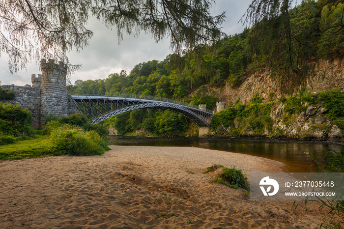 Craigellachie Bridge - earliest survivor of Telefor’s Landmark prefabricated lozenge-lattice cast iron arch bridge type developed for deep river sites impracticable for stone bridges