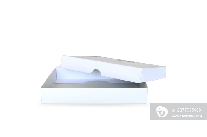 Open White card box on isolated white background with clipping path.