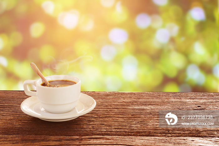 coffee cup on wood table