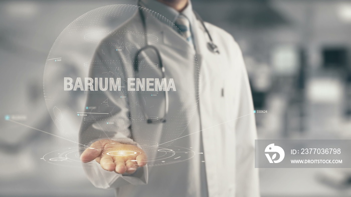 Doctor holding in hand Barium Enema