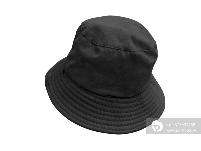 black bucket hat isolated on a white background