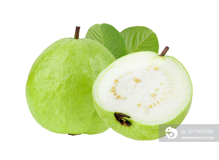 Guava fruit with leaf isolated on transparent png