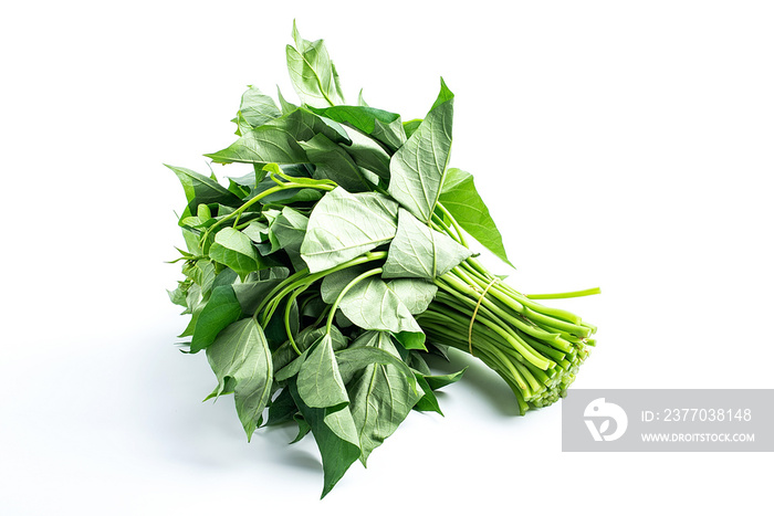 a handful of fresh sweet potato leaves