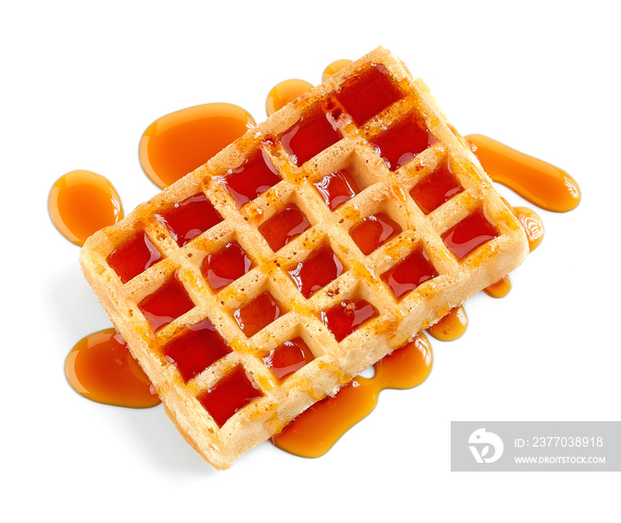 waffle with caramel sauce