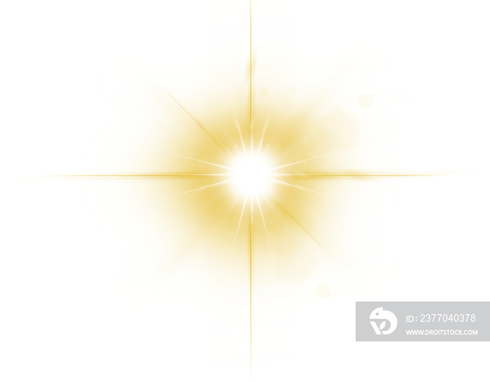 Isolated yellow flare light effect