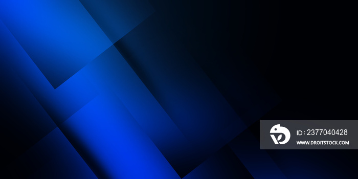 Modern abstract dark blue gradient geometric shapes background. Horizontal banner template