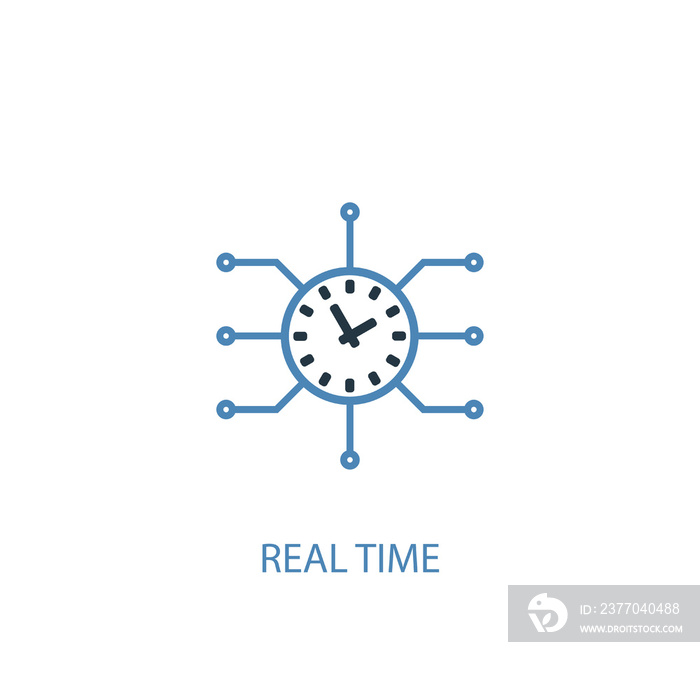 Real time concept 2 colored icon. Simple blue element illustration. Real time concept symbol design from Augmented reality set. Can be used for web and mobile UI/UX