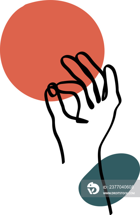 hand gestures is created with colored abstract shapes. simple hand drawn illustrations for wall art decoration and print. collection of gestures for symbols and communication