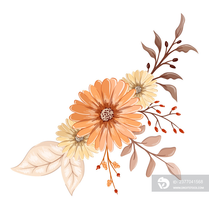 orange watercolor flower arrangement