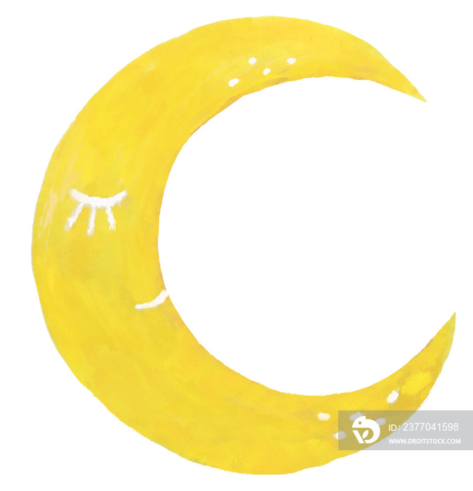 Crescent moon, Playful acrylic paint hand draw clip art