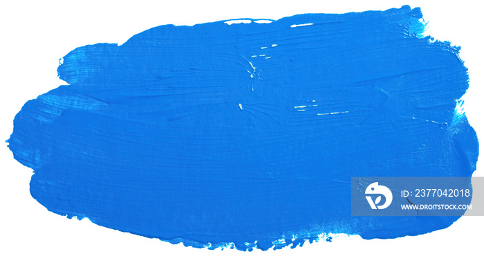 Acrylic stain paint brush stroke blue. Hand-drawn element on a bleached background.