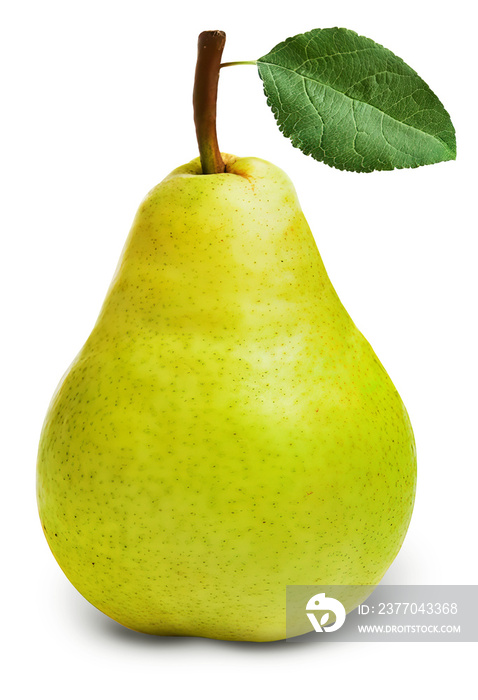 Green pear with leaf isolated on transparent background PNG