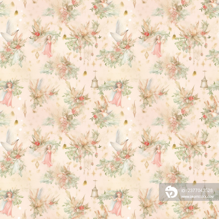 watercolor flower seamless pattern in pastel colors, floral paper for scrapbooking