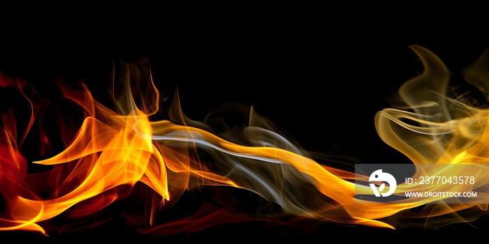 Fiery Passion: Intense Yellow Flames on a Black Background