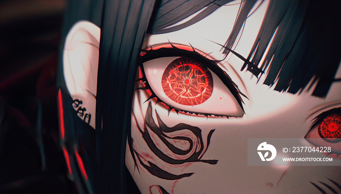 red eye of anime girl