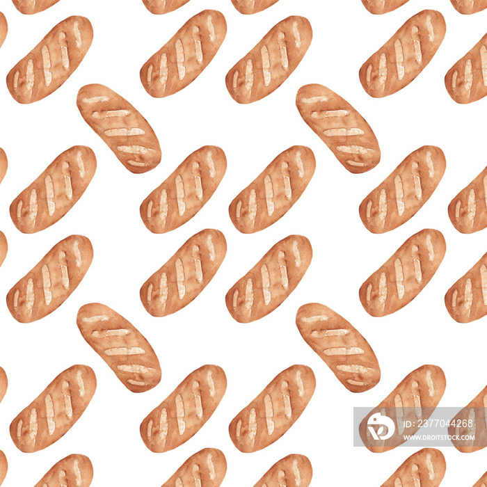 Watercolor bakery pattern. For design a menu bakery.