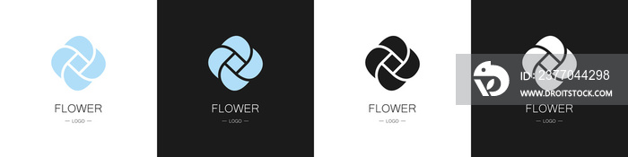 Set of flower logos. Collection. Modern design. Minimalism. Vector illustration