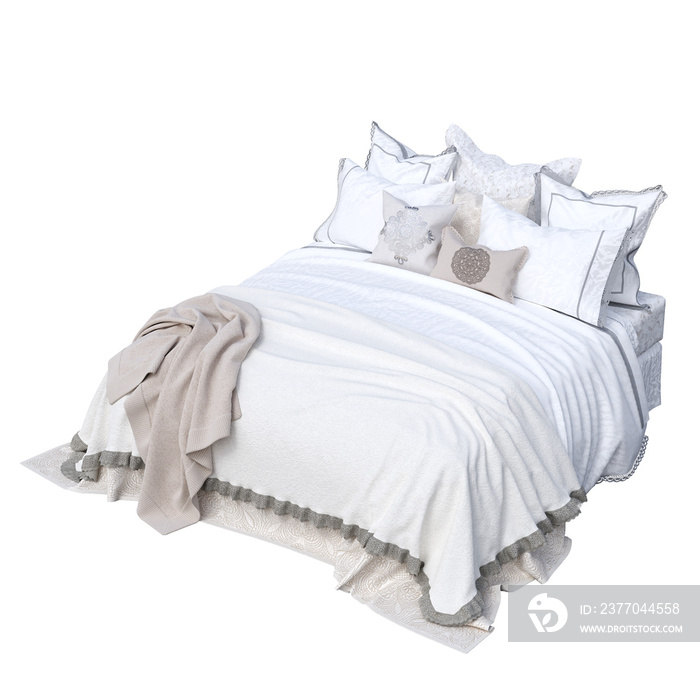 bed isolate on a transparent background, interior furniture, 3D illustration, cg render