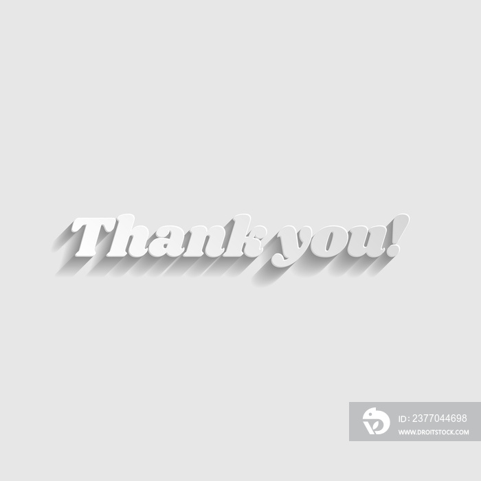 Thank you text. Paper style icon. Illustration.