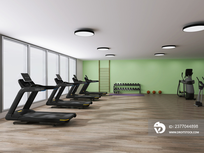 Gym interior 3d render, 3d illustration