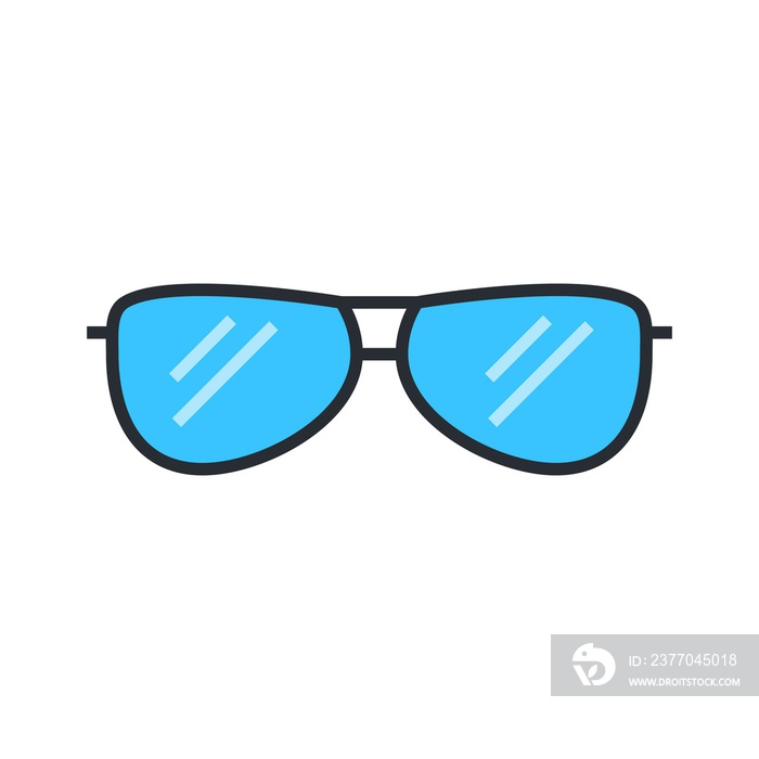 Aviator sunglasses, sunlight protective eyewear flat vector icon for apps and websites.