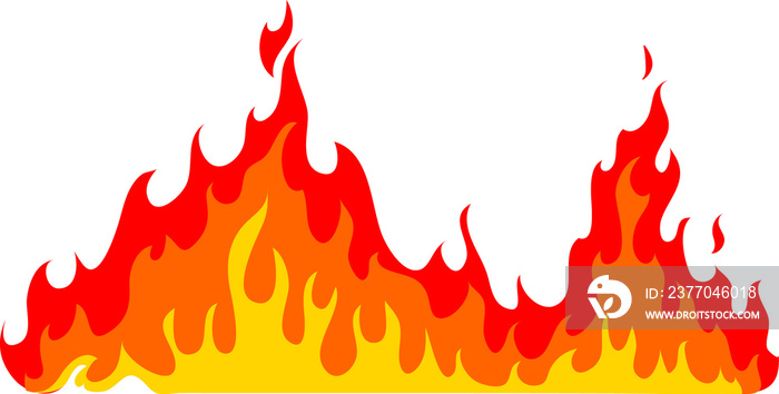 Cartoon fire flame horizontal burning frame border