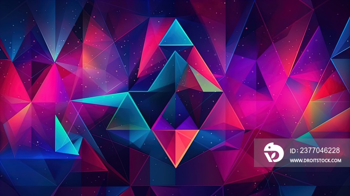 Pink purple violet blue abstract background for design. Geometric shapes. Triangles, squares, stripes, lines. Color gradient