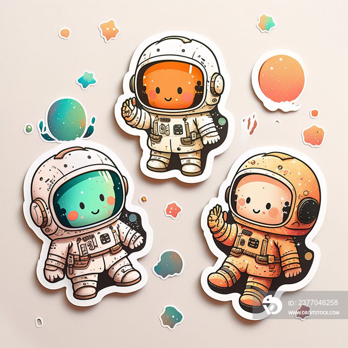 Cute colorful cartoon astronaut sticker